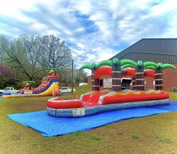 slides 1711655019 30ft Lava Rush Dual Lane Slip and Slide w/ Pool