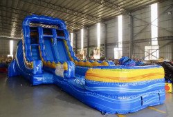 BLue20Reggae2018ft20DL20slide 1714390997 18ft Blue Reggae Hybrid Double Lane Slide w/ Pool