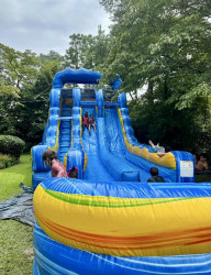 18ft Blue Reggae Hybrid Double Lane Slide w/ Pool