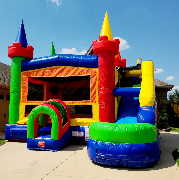 Rainbow Bounce House Water Slide/Dry